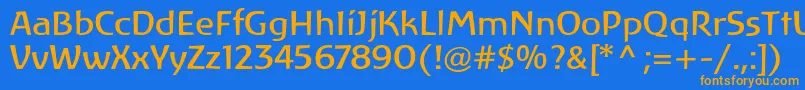 Czcionka LinotypeAtlantisRegular – pomarańczowe czcionki na niebieskim tle