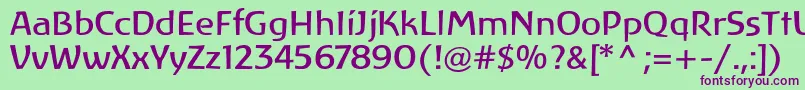 LinotypeAtlantisRegular-fontti – violetit fontit vihreällä taustalla