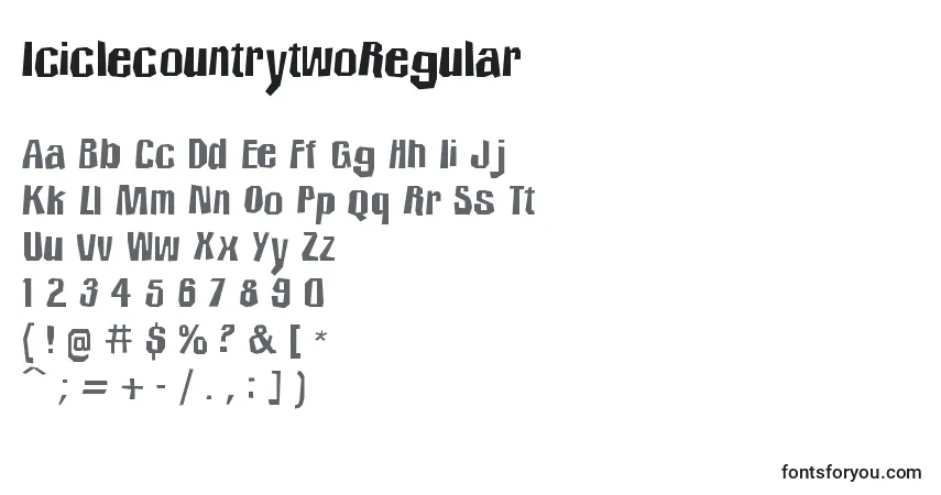 A fonte IciclecountrytwoRegular – alfabeto, números, caracteres especiais