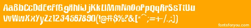 IciclecountrytwoRegular-Schriftart – Weiße Schriften auf orangefarbenem Hintergrund