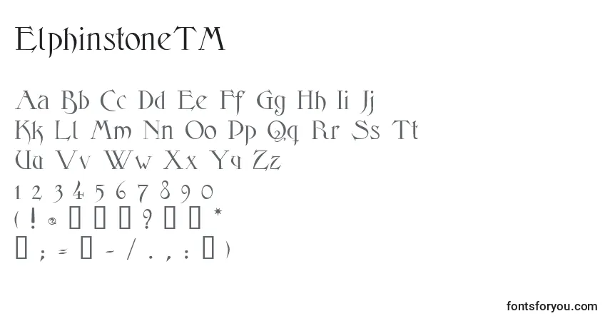 ElphinstoneTM-fontti – aakkoset, numerot, erikoismerkit