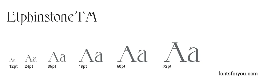 Размеры шрифта ElphinstoneTM
