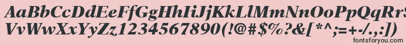 Fonte NewAsterLtBlackItalic – fontes pretas em um fundo rosa