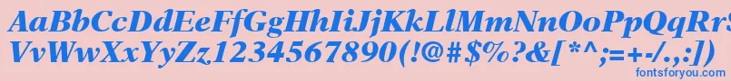 Fonte NewAsterLtBlackItalic – fontes azuis em um fundo rosa