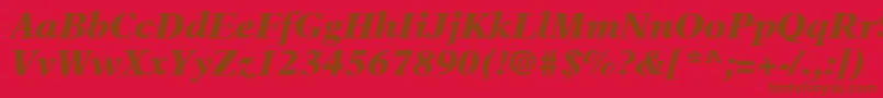 NewAsterLtBlackItalic-Schriftart – Braune Schriften auf rotem Hintergrund