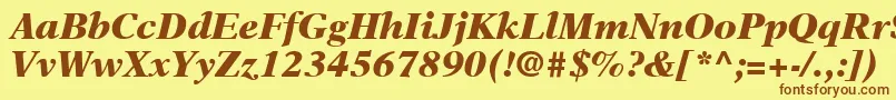 Czcionka NewAsterLtBlackItalic – brązowe czcionki na żółtym tle