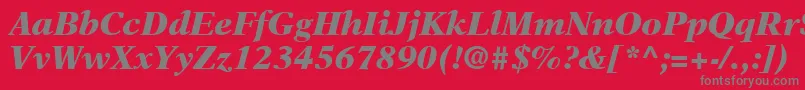 NewAsterLtBlackItalic-fontti – harmaat kirjasimet punaisella taustalla