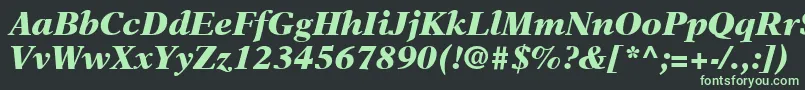 NewAsterLtBlackItalic-fontti – vihreät fontit mustalla taustalla