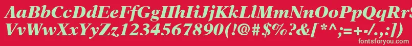 Czcionka NewAsterLtBlackItalic – zielone czcionki na czerwonym tle