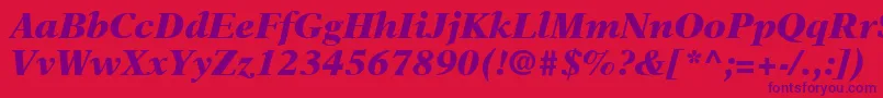 Czcionka NewAsterLtBlackItalic – fioletowe czcionki na czerwonym tle