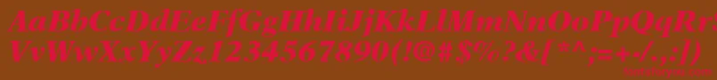 NewAsterLtBlackItalic-fontti – punaiset fontit ruskealla taustalla