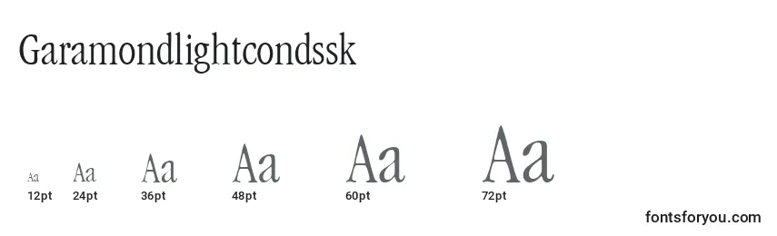 Размеры шрифта Garamondlightcondssk