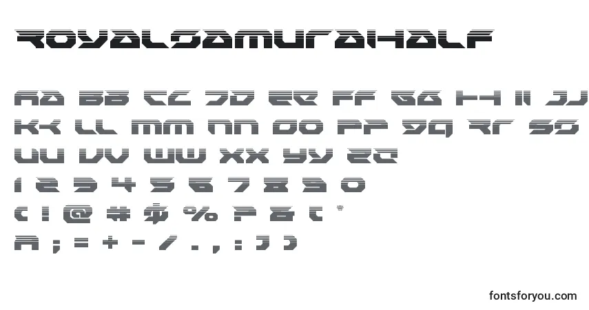 Czcionka Royalsamuraihalf – alfabet, cyfry, specjalne znaki