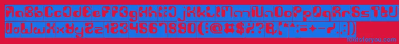 BiologicalInverse-Schriftart – Blaue Schriften auf rotem Hintergrund