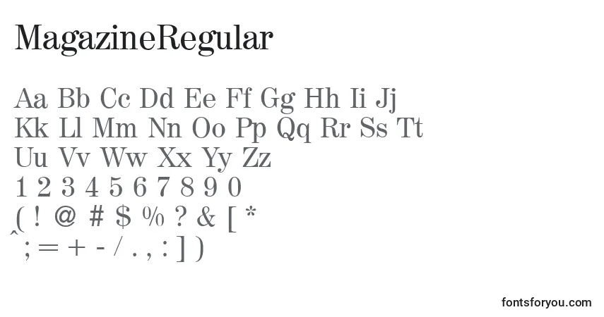 MagazineRegular-fontti – aakkoset, numerot, erikoismerkit