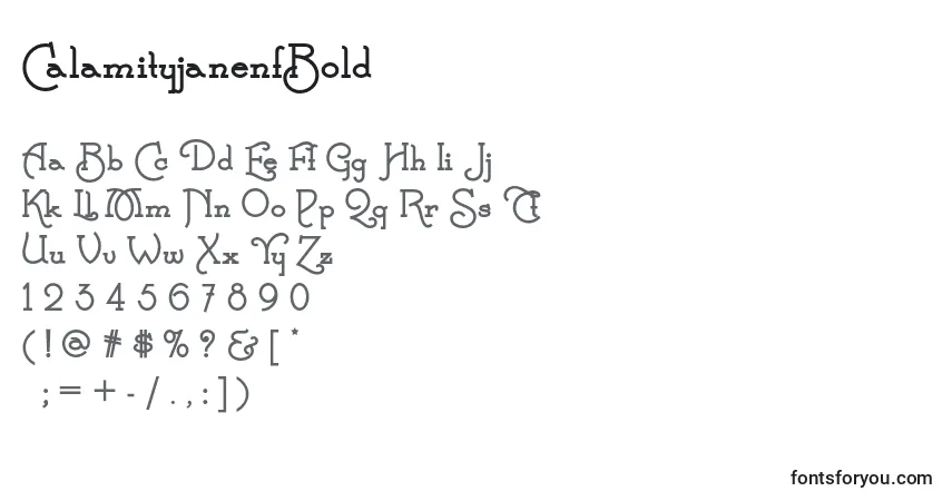 Schriftart CalamityjanenfBold (30521) – Alphabet, Zahlen, spezielle Symbole