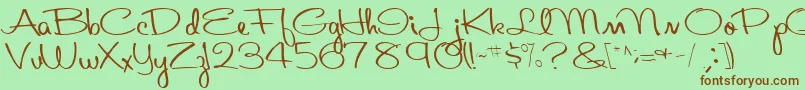 Aboutface33RegularTtcon-Schriftart – Braune Schriften auf grünem Hintergrund