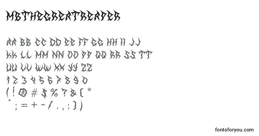 Czcionka MbTheGreatReaper – alfabet, cyfry, specjalne znaki