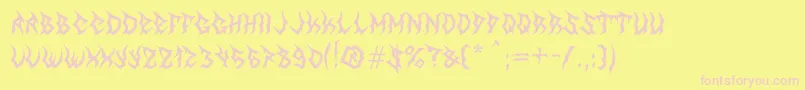 Fonte MbTheGreatReaper – fontes rosa em um fundo amarelo