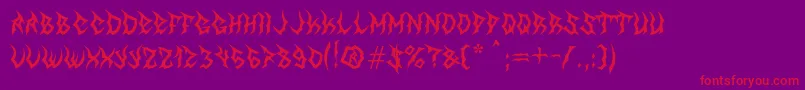 Czcionka MbTheGreatReaper – czerwone czcionki na fioletowym tle