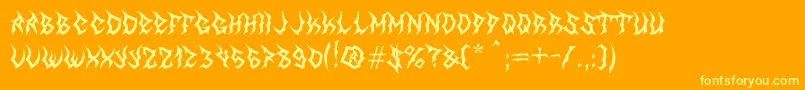 Fonte MbTheGreatReaper – fontes amarelas em um fundo laranja