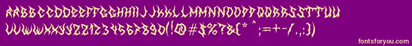 Fonte MbTheGreatReaper – fontes amarelas em um fundo roxo