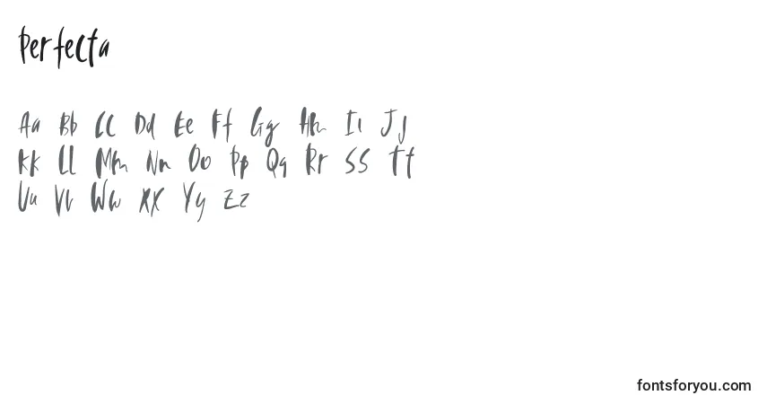 Schriftart Perfecta – Alphabet, Zahlen, spezielle Symbole