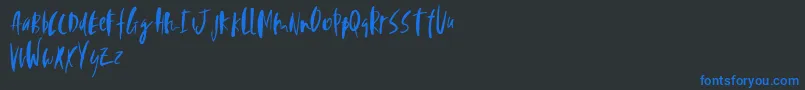 Perfecta-Schriftart – Blaue Schriften auf schwarzem Hintergrund
