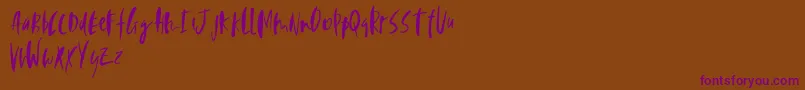 Perfecta-Schriftart – Violette Schriften auf braunem Hintergrund