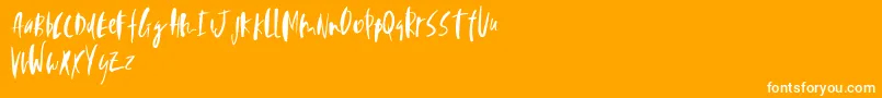 Perfecta-Schriftart – Weiße Schriften auf orangefarbenem Hintergrund