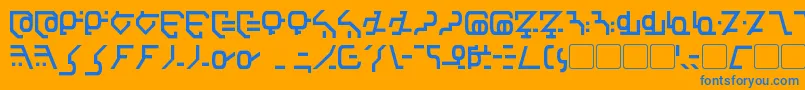 フォントModernDestronic – オレンジの背景に青い文字