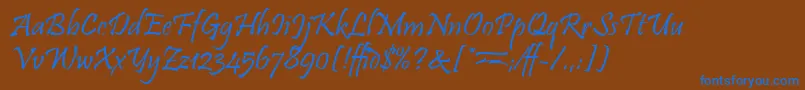 フォントPristinaLetPlain.1.0 – 茶色の背景に青い文字