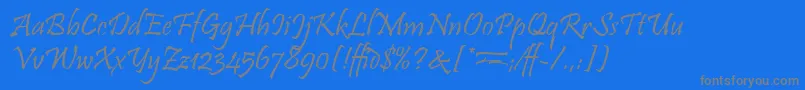 フォントPristinaLetPlain.1.0 – 青い背景に灰色の文字