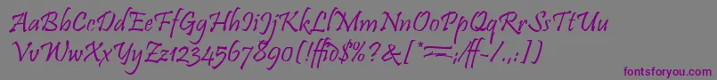 PristinaLetPlain.1.0 Font – Purple Fonts on Gray Background