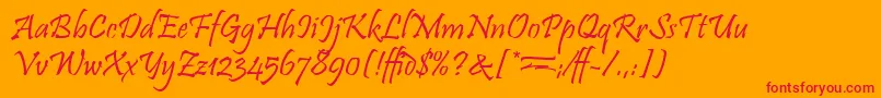 フォントPristinaLetPlain.1.0 – オレンジの背景に赤い文字