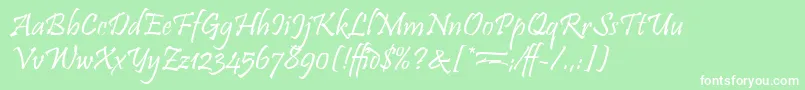 PristinaLetPlain.1.0 Font – White Fonts on Green Background