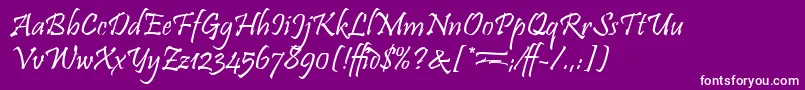 PristinaLetPlain.1.0 Font – White Fonts on Purple Background