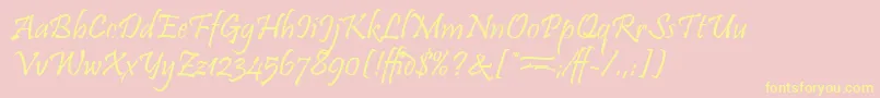 PristinaLetPlain.1.0 Font – Yellow Fonts on Pink Background