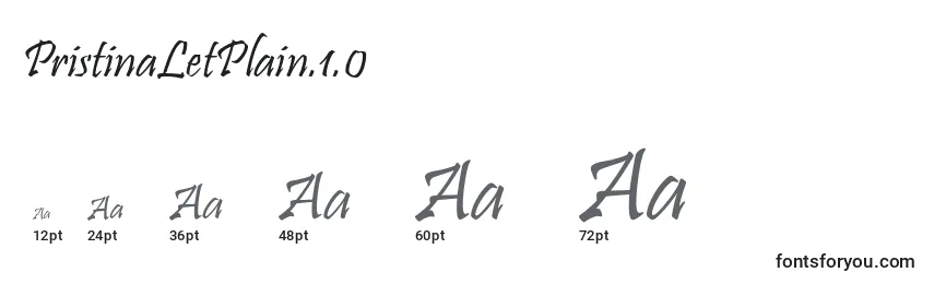 Размеры шрифта PristinaLetPlain.1.0
