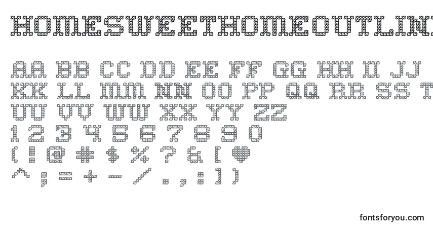 Czcionka HomeSweetHomeOutline – alfabet, cyfry, specjalne znaki
