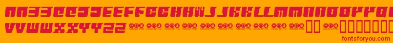 FloppyDisk2-Schriftart – Rote Schriften auf orangefarbenem Hintergrund