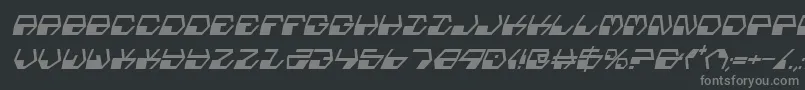 フォントDeranianCondensedItalic – 黒い背景に灰色の文字