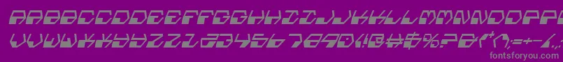 フォントDeranianCondensedItalic – 紫の背景に灰色の文字