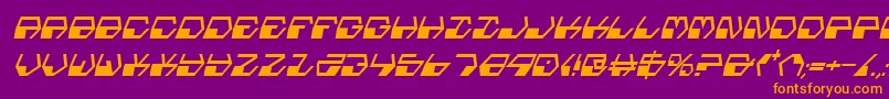 フォントDeranianCondensedItalic – 紫色の背景にオレンジのフォント