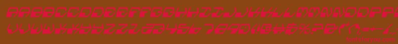 フォントDeranianCondensedItalic – 赤い文字が茶色の背景にあります。