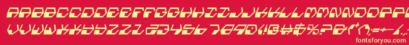 フォントDeranianCondensedItalic – 黄色の文字、赤い背景