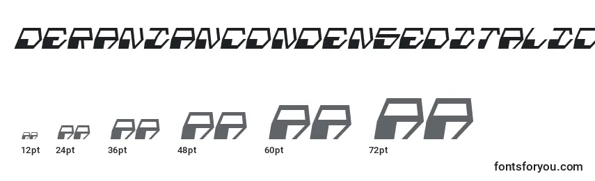 DeranianCondensedItalic Font Sizes