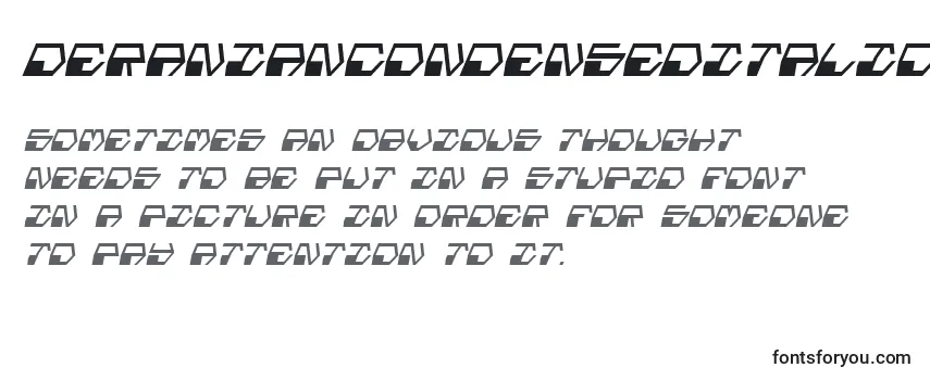 Review of the DeranianCondensedItalic Font