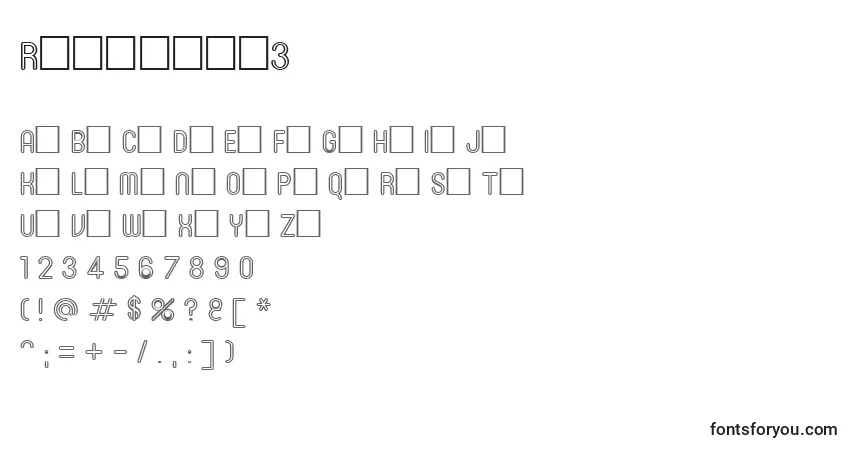Czcionka Roninset3 – alfabet, cyfry, specjalne znaki