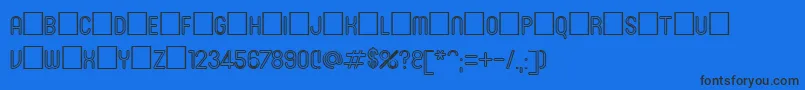 Roninset3-Schriftart – Schwarze Schriften auf blauem Hintergrund